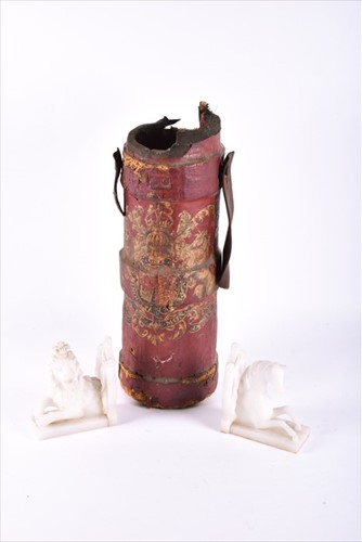 Lot 351 - A pair of alabaster bookends in the form of...