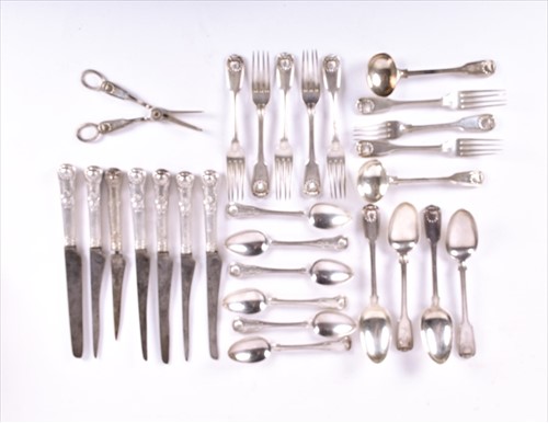 Lot 496 - A quantity of silver flatware in the Kings...