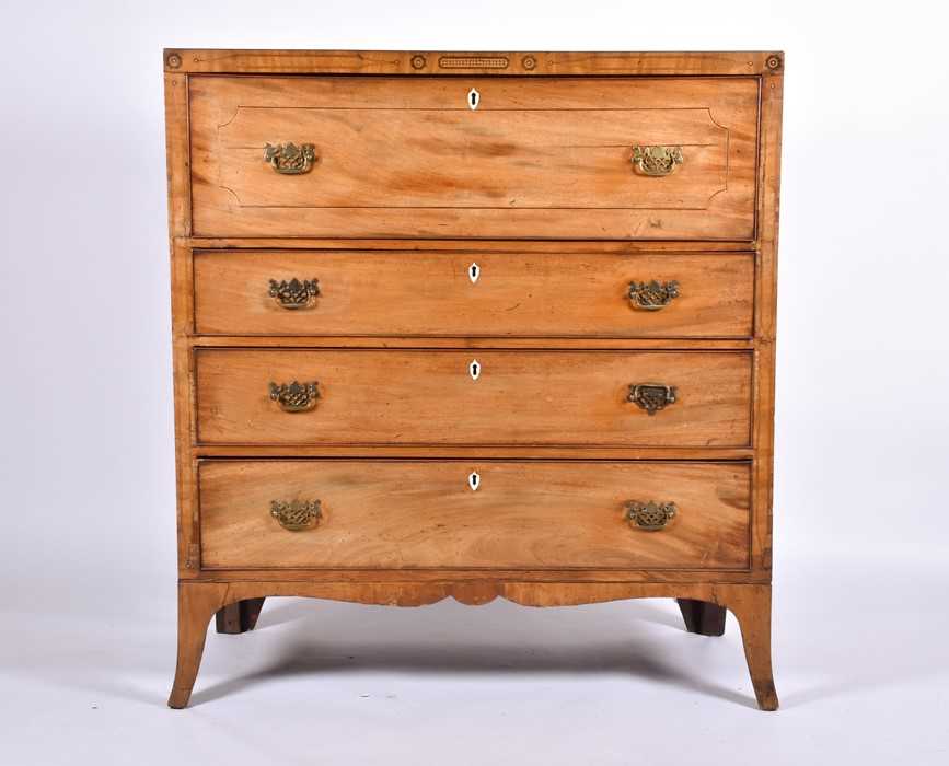 Lot 19 - A Victorian mahogany and inlaid secretaire...