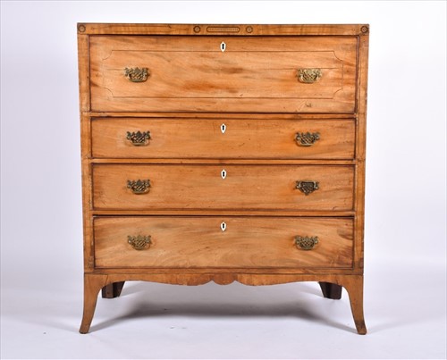 Lot 19 - A Victorian mahogany and inlaid secretaire...