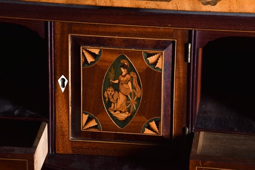 Lot 19 - A Victorian mahogany and inlaid secretaire...