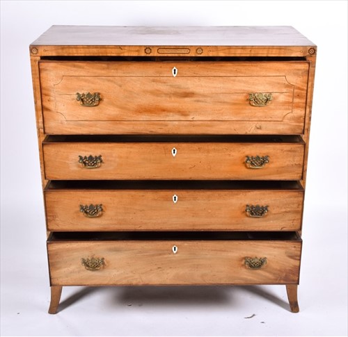 Lot 19 - A Victorian mahogany and inlaid secretaire...