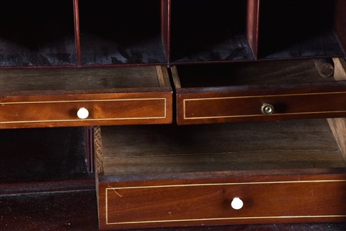 Lot 19 - A Victorian mahogany and inlaid secretaire...