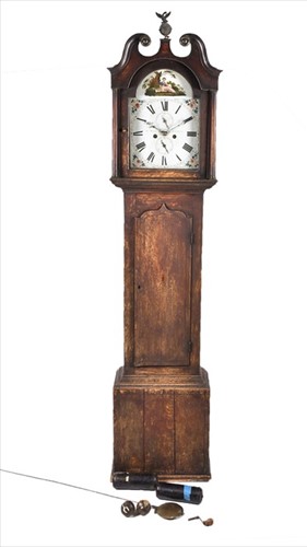 Lot 383 - A George III oak longcase clock with broken...