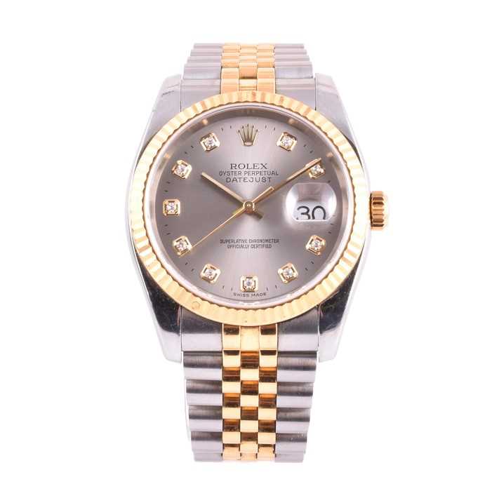 Lot 432 - A Rolex DateJust Rolesor ref. 116237 diamond...