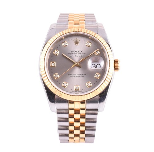 Lot 432 - A Rolex DateJust Rolesor ref. 116237 diamond...