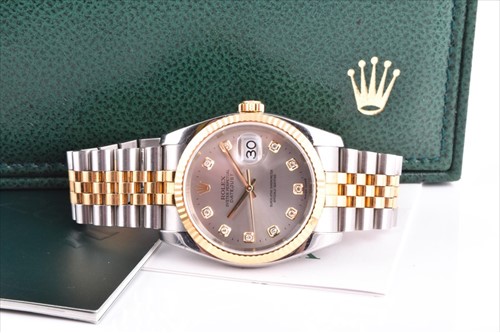 Lot 432 - A Rolex DateJust Rolesor ref. 116237 diamond...