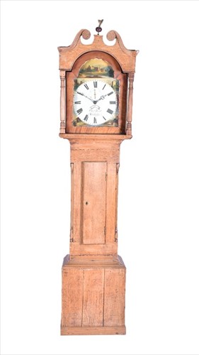 Lot 415 - A 19th century light oak long case clock by...