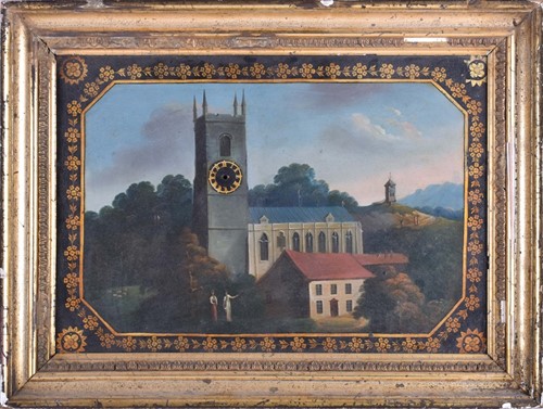 Lot 37 - A late 19th century musical clock picture...