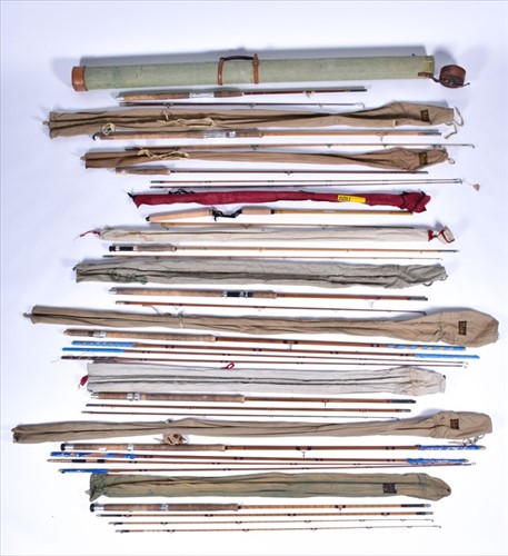Lot 308 - A collection of mid-20th century fishing rods...