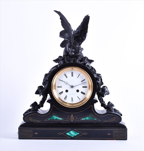 Lot 417 - A late 19th century slate and bronze mounted...