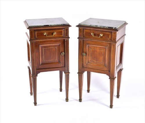 Lot 100 - Pair of 19th century French bedside cabinets...