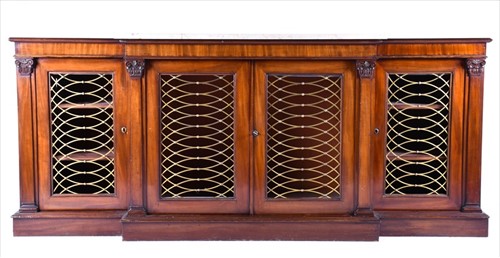 Lot 102 - A Regency breakfront mahogany sideboard the...