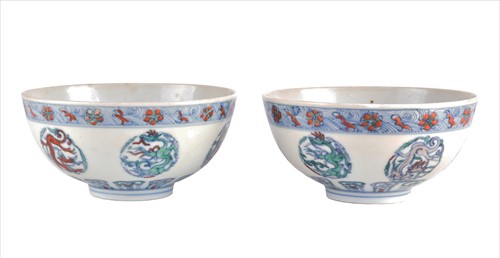 Lot 121 - A pair Chinese of porcelain doucai 'dragon'...