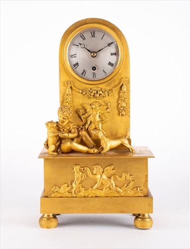 Lot 297 - A 19th century French Empire ormolu mantel...