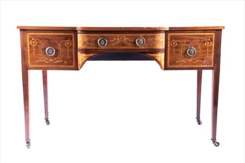 Lot 84 - An Edwardian satinwood marquetry inlaid...