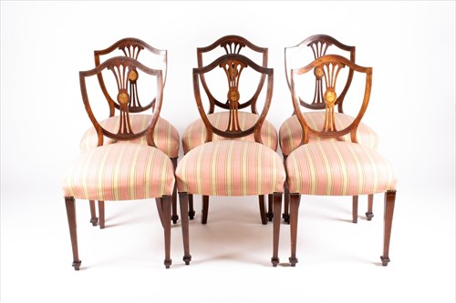 Lot 80 - A set of six 19th century mahogany and inlaid...