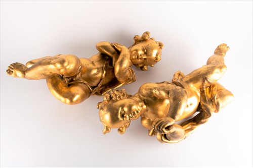Lot 217 - A pair of large Italian gilt gesso models of...