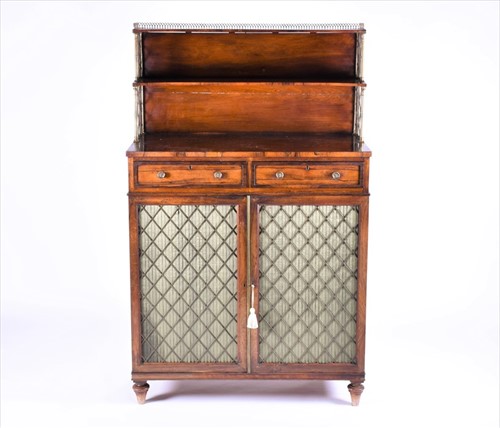 Lot 79 - A Regency rosewood and brass chiffonier the...