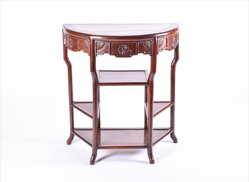 Lot 157 - A Chinese late Qing dynasty hardwood three...