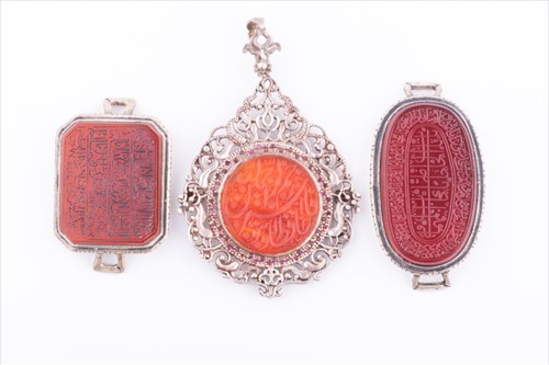 Lot 166 - A group of three Persian intaglios late...