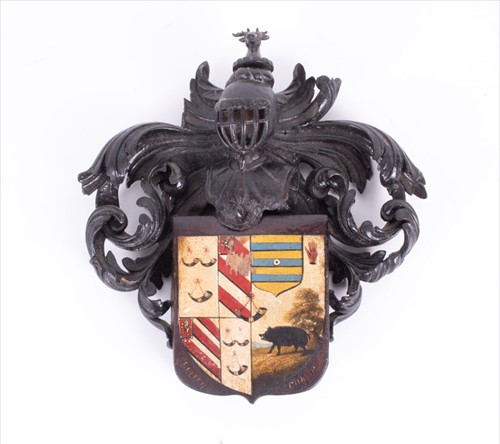 Lot 386 - A 17th century oak carved coat of armsÂ  with...