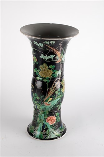 Lot 137 - A Chinese Qing dynasty famille noireÂ  'gu'...