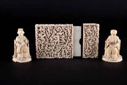 Lot 148 - A 19th century carved Cantonese ivory card...