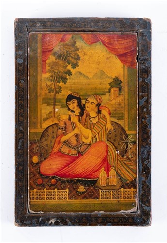 Lot 149 - A small 19th century Persian Qajar lacquer...