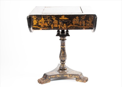 Lot 110 - A 19th century Chinese lacquered games/sofa...
