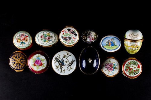 Lot 238 - A group of twelve enamel patch / trinket boxes...