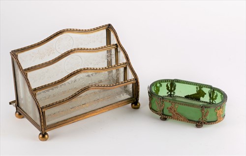 Lot 226 - An early 20th century brass mounted glass...