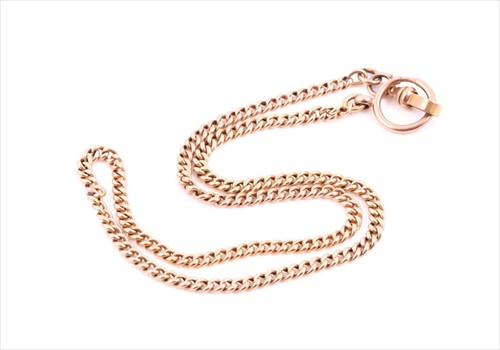 Lot 562 - A gold watch chain marked 9ct indistinctly to...