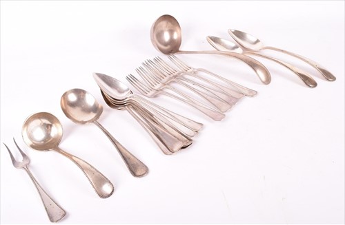 Lot 428 - A part canteen of beaded Dutch silver flatware...