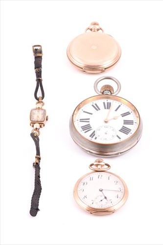 Lot 384 - A 14ct yellow gold cased pocket watch with...