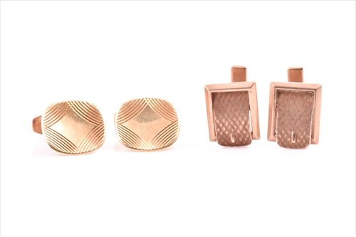 Lot 565 - Two pairs of gold cufflinksÂ  one pair marked...