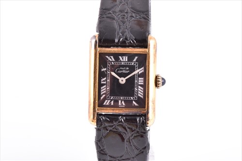 Lot 447 - A Must de Cartier Tank silver gilt ladies...