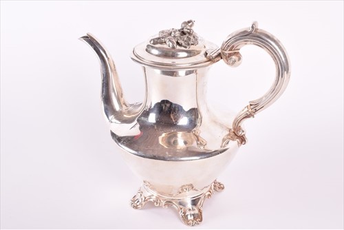 Lot 491 - A early Victorian sterling silver coffee pot...