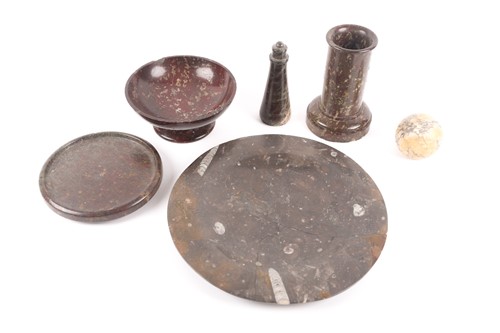 Lot 16 - A circular polished fossil marble plate with...