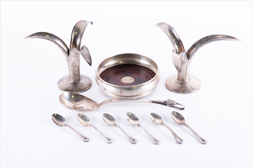 Lot 400 - A pair of stylised floriform Mexican silver...