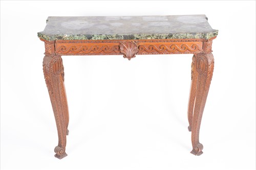 Lot 124 - A late 19th century marble-topped oak console...