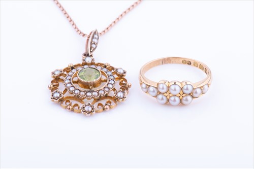 Lot 571 - An Edwardian yellow metal, seed pearl, and...