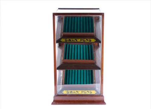 Lot 301 - A 'Swan Pens' shop-counter mahogany display...