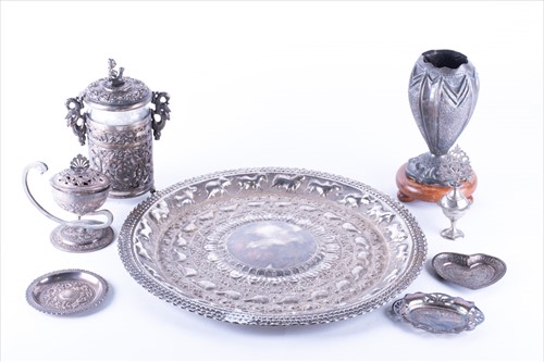Lot 409 - An early 20th century Indian white metal dish...