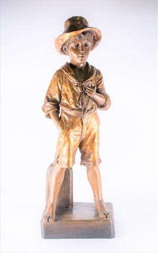 Lot 241 - A large Goldscheider painted terracotta figure...