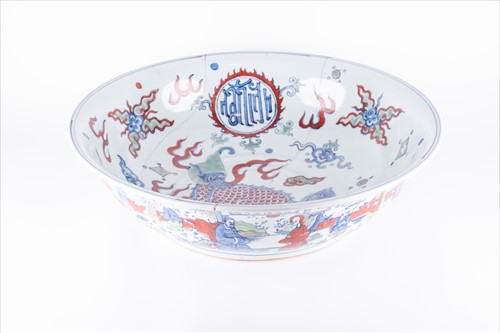 Lot 225 - A very large late Qing dynasty doucai bowl of...