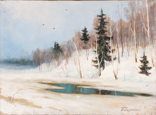 Lot 56 - Russian School, 20th century depicting a snowy...