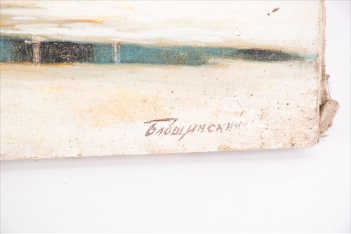 Lot 56 - Russian School, 20th century depicting a snowy...