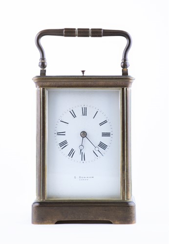 Lot 327 - A brass chiming and repeating carriage clock...
