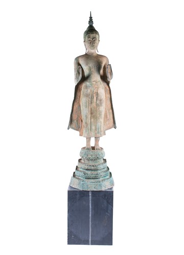 Lot 206 - A large 20th century Burmese bronze model of a...